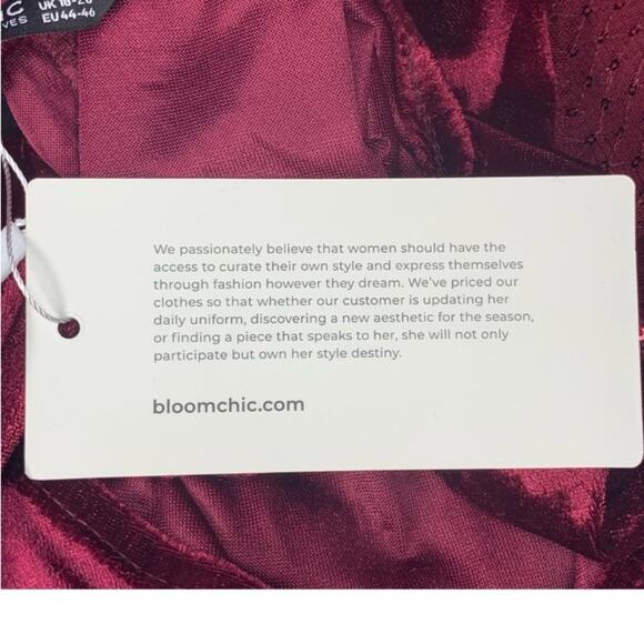 BloomChic NWT See Thru Sequined Long Sleeve V-Neck Burgundy Size 14-16 - Picture 14 of 15